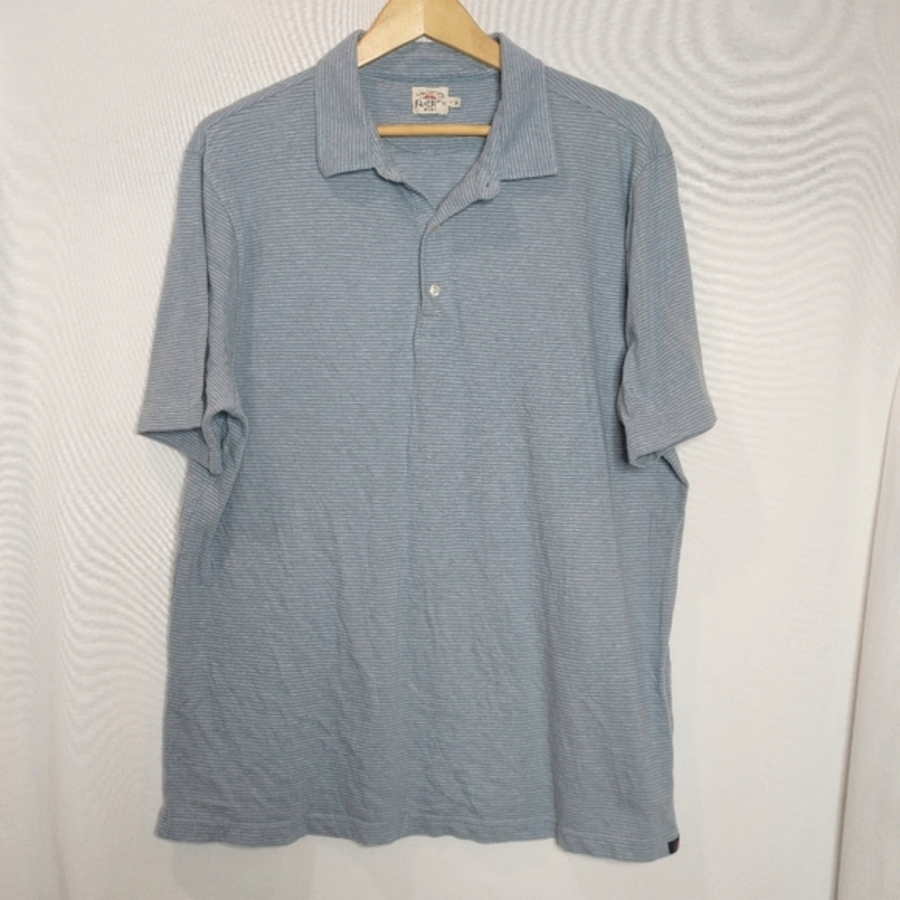 Faherty Polo Sunwashed Cotton Short Sleeve Blue Purple Stripe XL Casual Shirt - Picture 2 of 7
